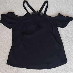 New York & Company Cold shoulder Black Top